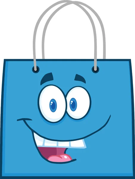 Kreskówka niebieski szczęśliwy torba na zakupy — Zdjęcie stockowe