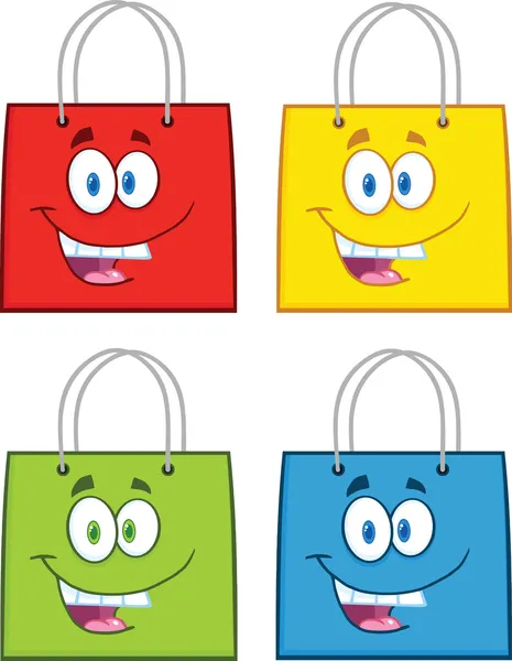 Shopping Bag Stars Cartoon Characters. Collection Set — Stock Photo, Image