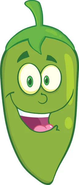 Mosolygó zöld Chili paprika rajzfilmfigura — Stock Fotó