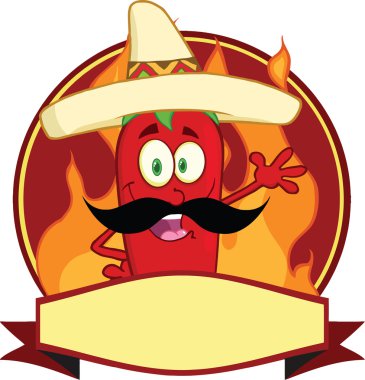 Meksika biber çizgi film maskot logosu