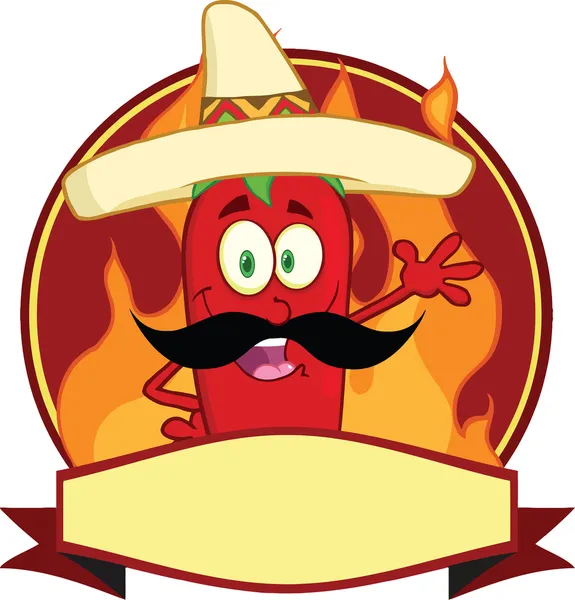 Meksiko Chili Pepper Cartoon Mascot Logo — Stok Foto