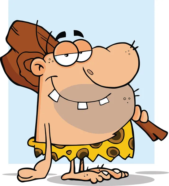 Smiling Caveman Character With Club — Stock Photo, Image