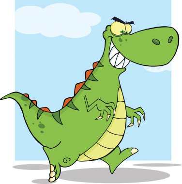 kızgın yeşil dinozor karakter çalışması