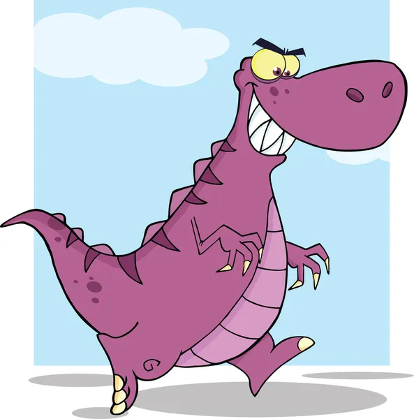 Caractère de dessin animé de dinosaure en colère courir — Photo