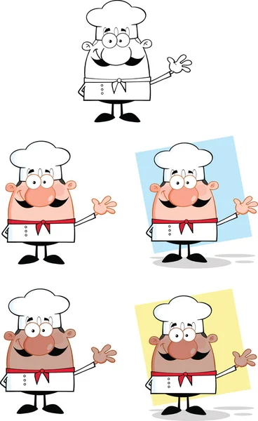 Chef Cartoon Characters 3 Collection Set — Stock Photo, Image