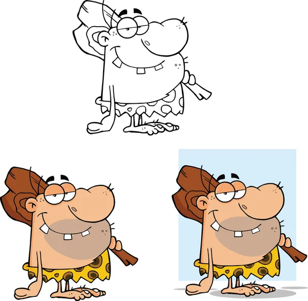 Caveman Cartoon Characters 1 Collection Set — Stock Photo, Image