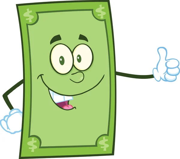 Smiling Dollar Cartoon Character Giving A Thumb Up — Stock Photo, Image