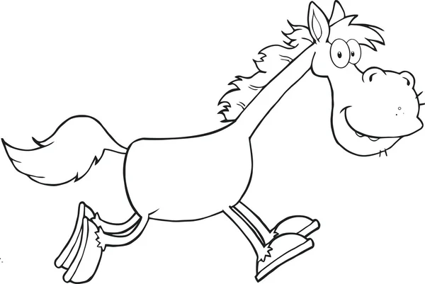 Black and White Horse Cartoon Character Running — Stock Photo, Image