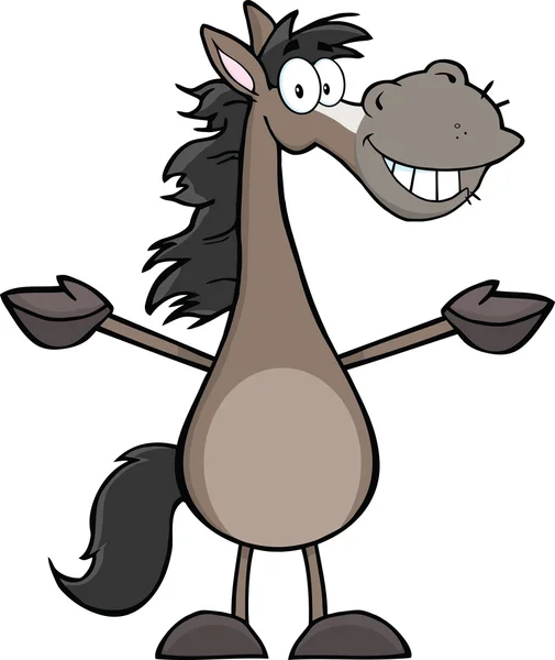 Smiling Grey Horse Cartoon — Stock Photo, Image