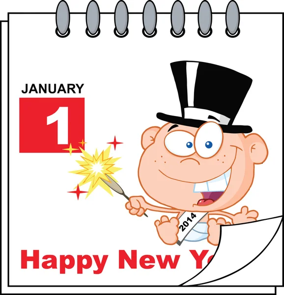 Happy New Year Calendar With New Year Baby — Stock Photo, Image