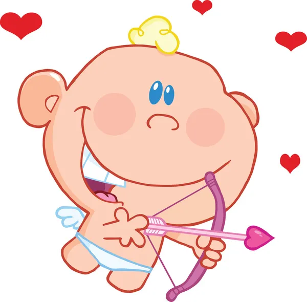 Baby Cupid Flying With Bow And Arrow — Stock Photo, Image