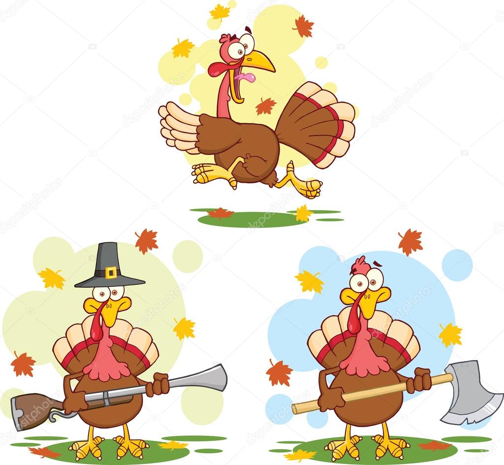 Turkey Birds Cartoon Characters 2 Collection Set