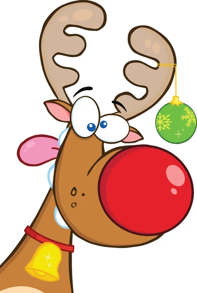 Crazy Reindeer With Christmas Ball — Stock Photo, Image