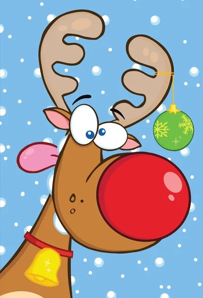 Crazy Reindeer With Christmas Ball — Stock Photo, Image