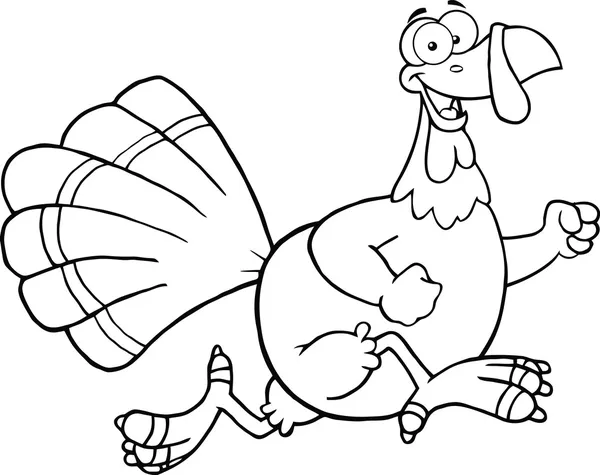 Black and White Happy Turkey Bird Cartoon Character Running — Stock Photo, Image