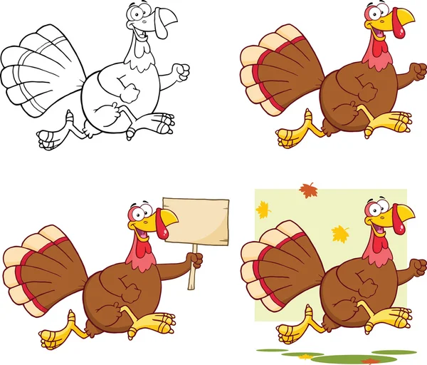 Cute Turkey Cartoon Character Collection Set — Stock Photo, Image