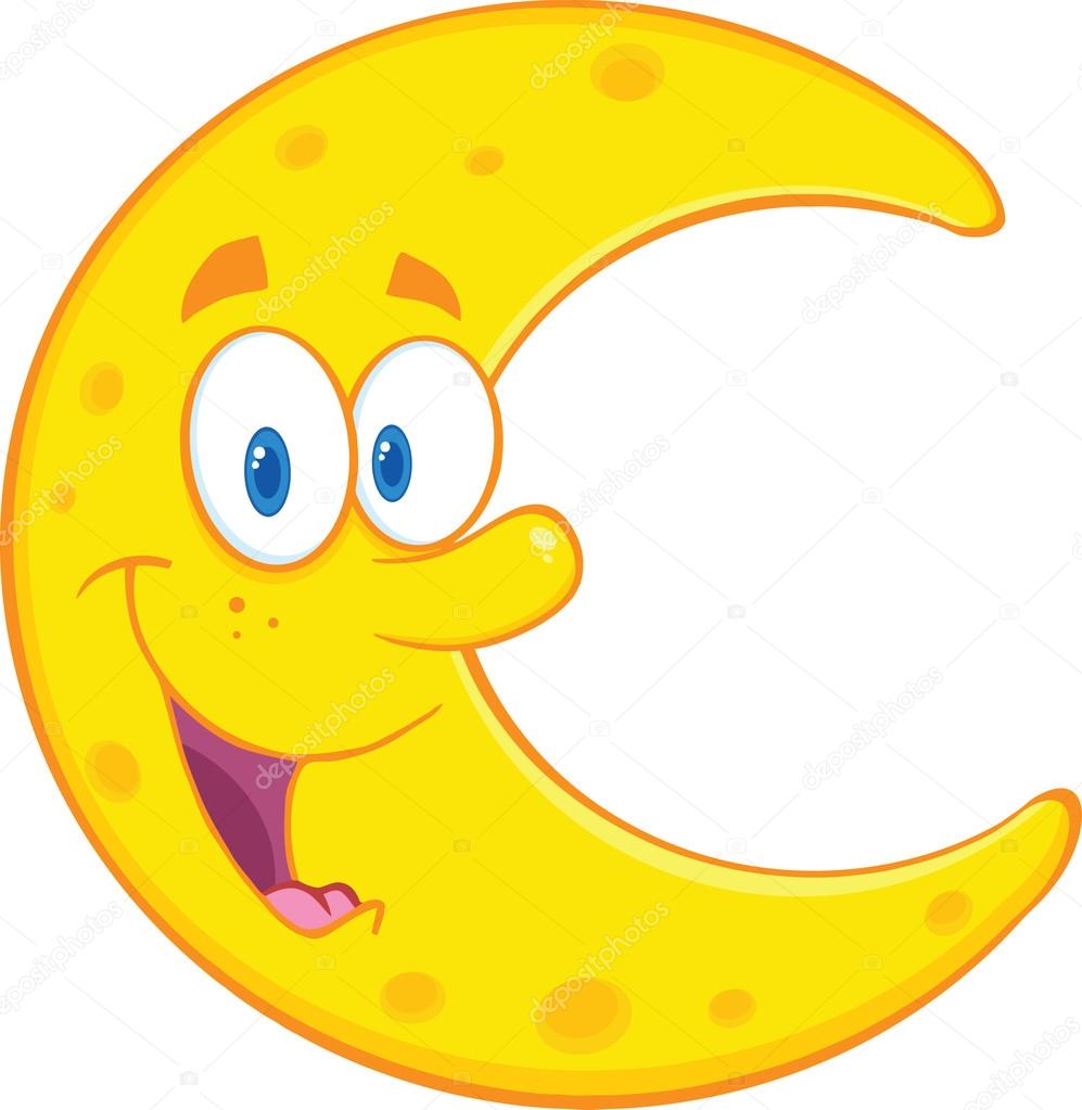 Smiling Moon Cartoon Mascot Character