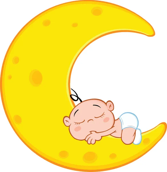 Cute Baby Boy Sleeps On Moon — Stock Photo, Image