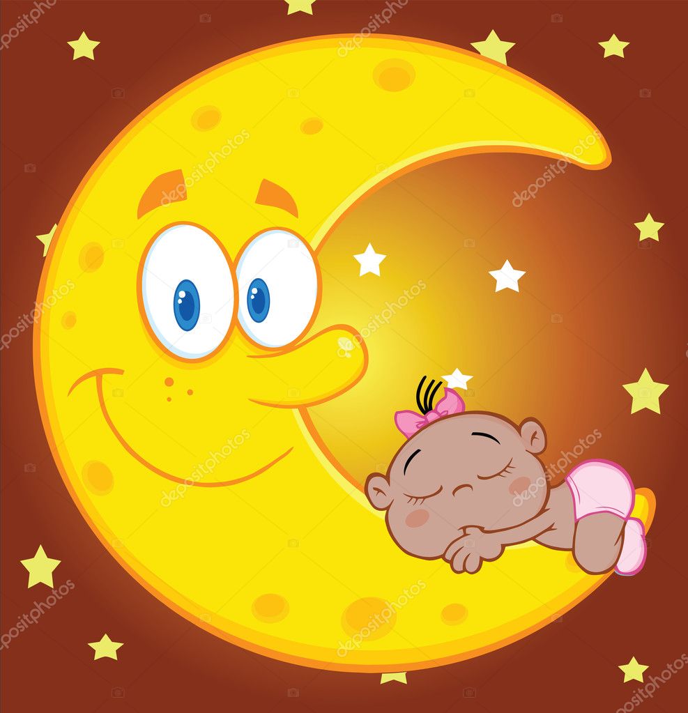 アフリカ系アメリカ人のかわいい女の子笑顔月面に眠る ストック写真 C Hittoon