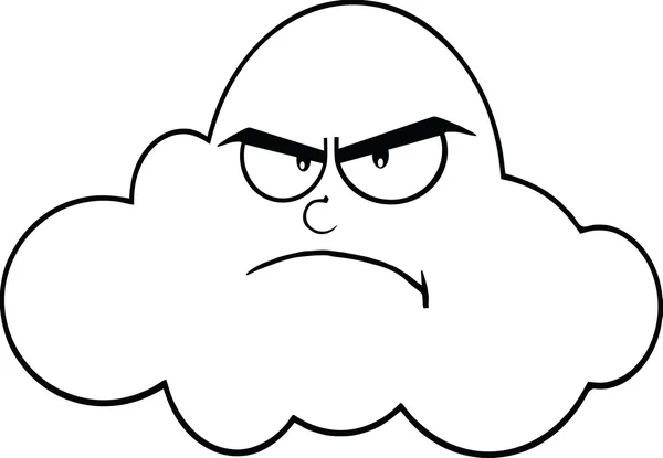 Preto e branco irritado nuvem desenho animado mascote personagem — Fotografia de Stock