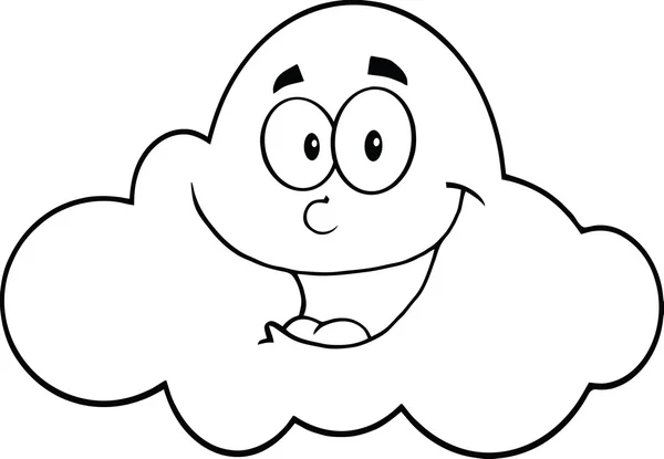 Zwart-wit glimlachend wolk stripfiguur mascottebianco e nero, sorridente personaggio mascotte dei cartoni animati di nuvola — Stockfoto