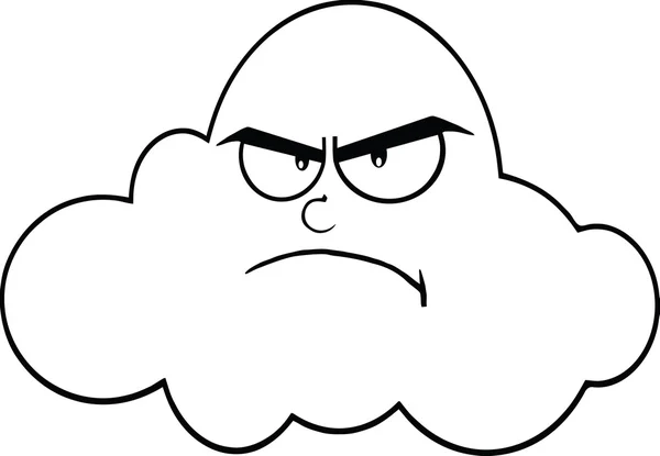 Black and White Angry Cloud Cartoon Mascot Character — стоковое фото