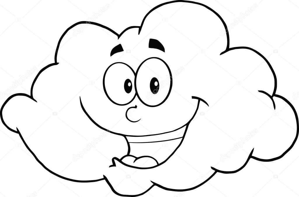 Black And White Happy Cloud Cartoon Character Stock Photo by ©HitToon  37383765