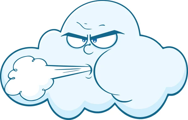 Cloud With Face Blowing Wind Cartoon Mascot Character — Stock Photo, Image