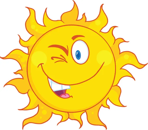 Blinkade solen seriefiguren maskot — Stockfoto