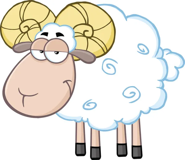 Carino Ram Sheep personaggio della mascotte del fumetto — Foto Stock