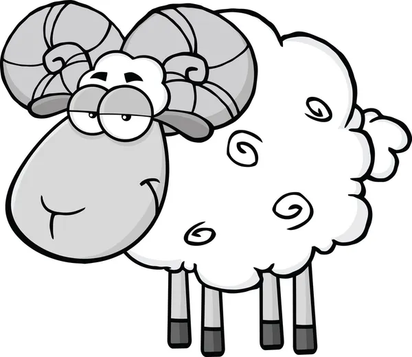 Carácter lindo de la mascota de la historieta de la oveja del carnero del carnero en color gris —  Fotos de Stock