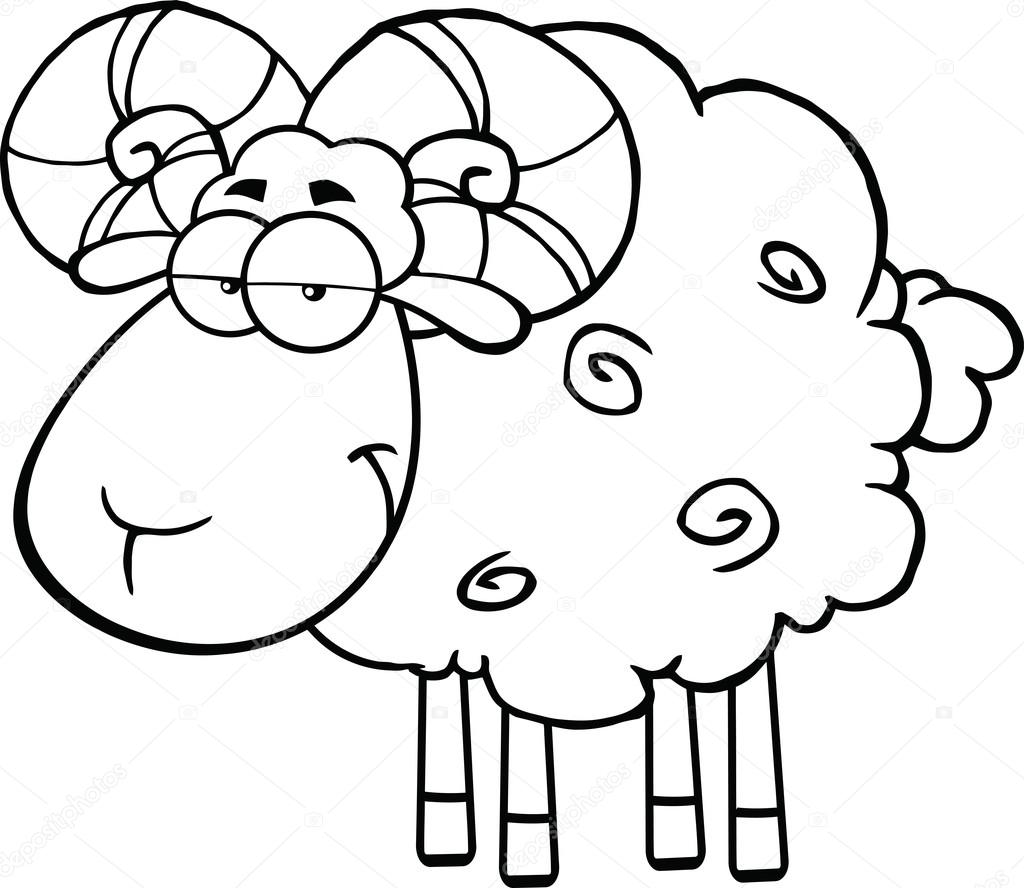 Black And White Cute Ram Sheep Cartoon Mascot Character Stock Photo by  ©HitToon 38977549