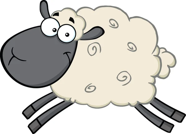Black Head Sheep Cartoon Character Jumping — стоковое фото