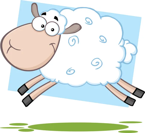 Funny Sheep personaggio dei cartoni animati salto — Foto Stock