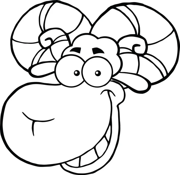 Caráter de mascote de desenhos animados de cabeça de carneiro preto e branco — Fotografia de Stock