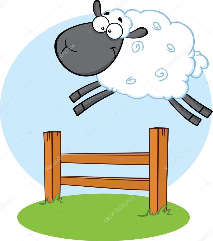 Funny Black Head Sheep Jumping Over The Fence