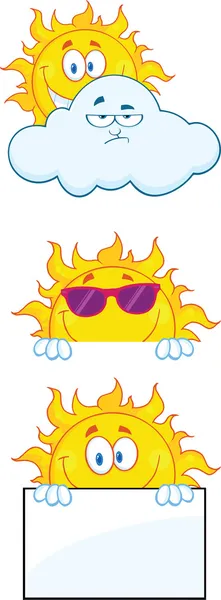 Sun Cartoon Characters 1 Collection Set — Stock Photo, Image