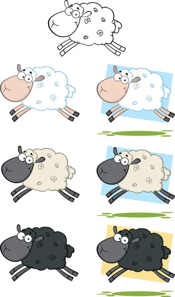 Schapen cartoon springen collectie reeks tekens — Stockfoto