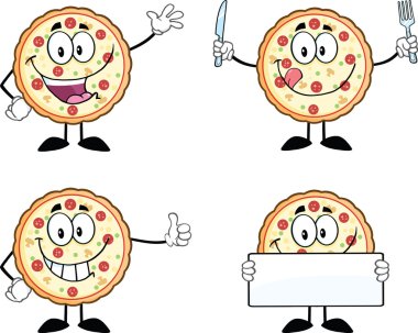 Pizza çizgi film karakteri 1 koleksiyonu kümesi