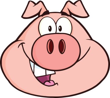mutlu domuz kafası maskot karakter karikatür