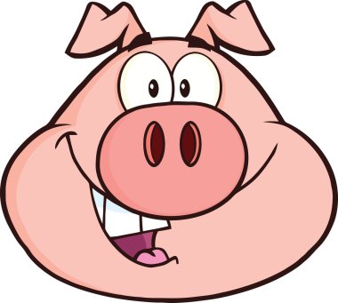 Happy Pig Head Cartoon Mascot Character clipart