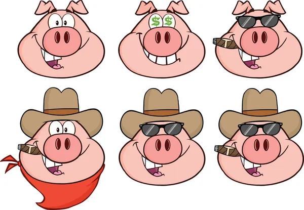 Pig Head Characters 3 Collection Set — Stock Photo, Image