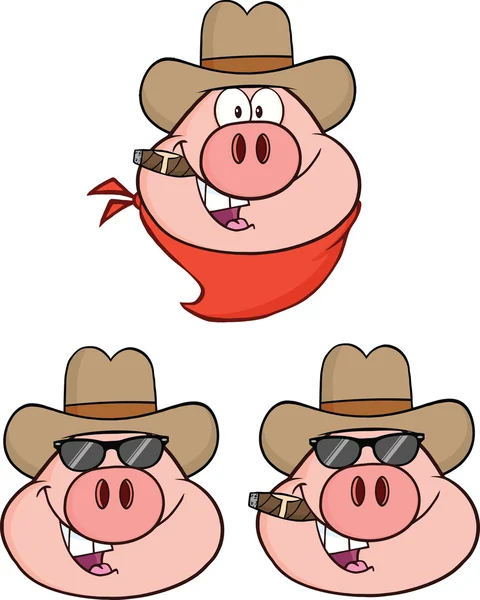 Personagens de cabeça de porco 1 conjunto de coleção — Fotografia de Stock