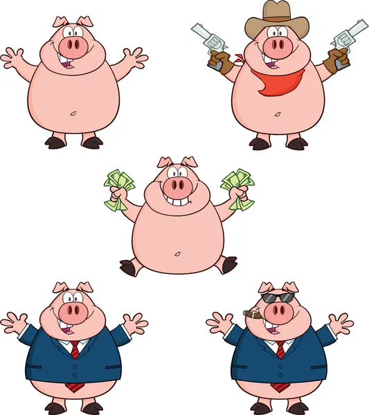 Personajes de dibujos animados de cerdo 1 conjunto de colección — Foto de Stock