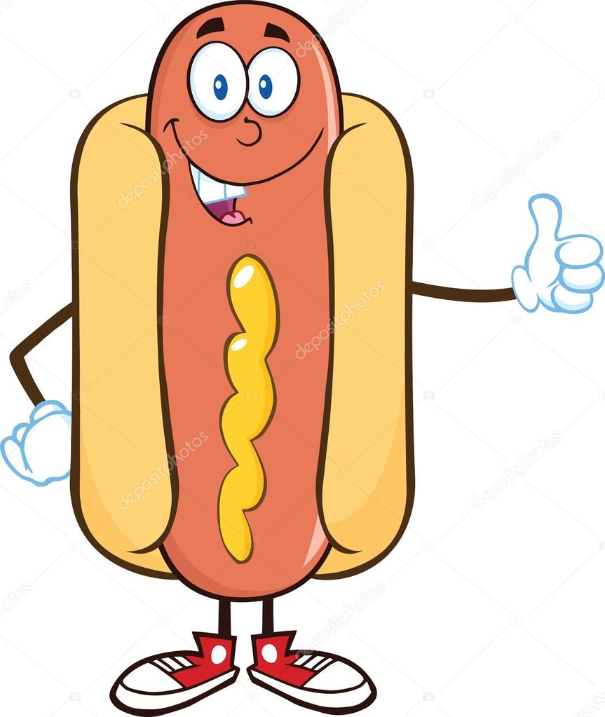 Smiling Hot Dog Cartoon Character Showing A Thumb Up