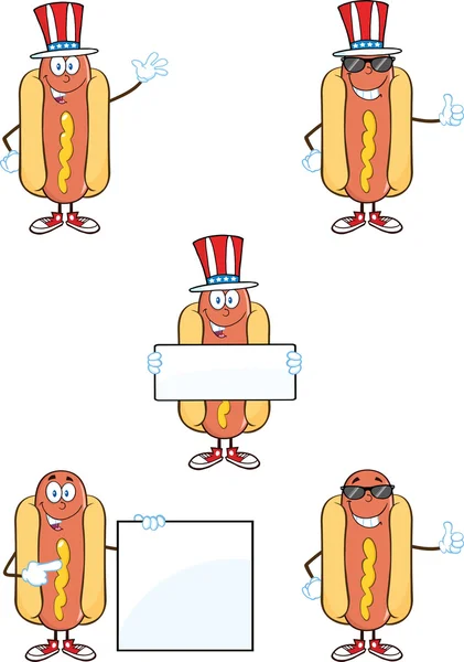 Hot Dog Cartoon Characters 1 Collection Set — Stock Photo, Image