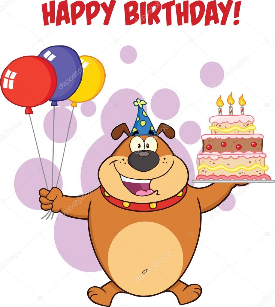 Happy Birthday Greeting With Brown Bulldog Holding Up A Birthday Cake With Candles Stock Photo by ©HitToon 40637347 Happy Birthday Greeting With Brown Bulldog Holding Up A Birthday Cake With Candles Stock Photo by ©HitToon 40637347