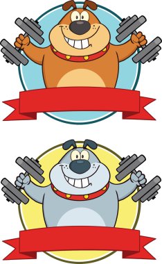 Bulldog dumbell çizgi film etiketleri