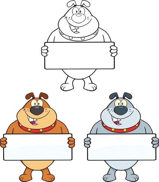 Bulldog Cartoon Characters 2  Collection Set — Stock Photo, Image