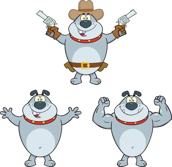 Personagens de desenhos animados Bulldog 4 Coleção Set — Fotografia de Stock